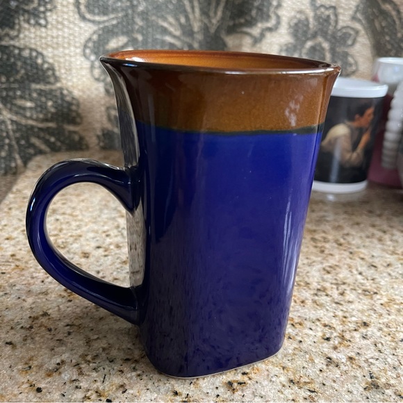 Royal Norfolk Coffee Cup Mug Blue and Brown Square Shape 14 oz Stoneware - Picture 4 of 7